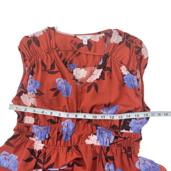 Time And Tru Womens Floral Midi Dress SZ M (8-10) Cotton/Viscose Burnt Orange - Picture 6 of 9
